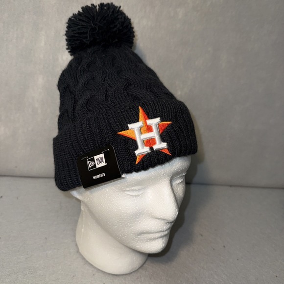 New Era Accessories - New Era Womens‎ Houston Astros Black Cabled Knit Pom Beanie Hat